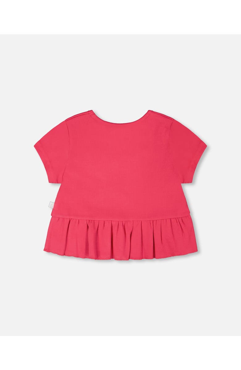 Deux par Deux Rib Crop Short Sleeve T-Shirt with Frill, Alternate, color, Pink