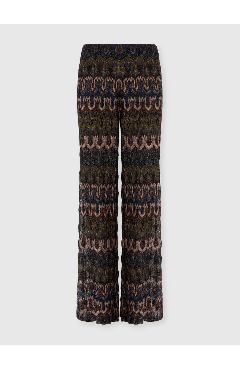 Missoni Viscose Lamé Trousers With Arabesque Motif, Main, color, Green& Brown