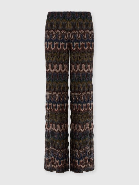 Viscose Lamé Trousers With Arabesque Motif