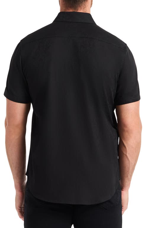 Robert Graham Highland Jacquard Short Sleeve Button-up Shirt In Black