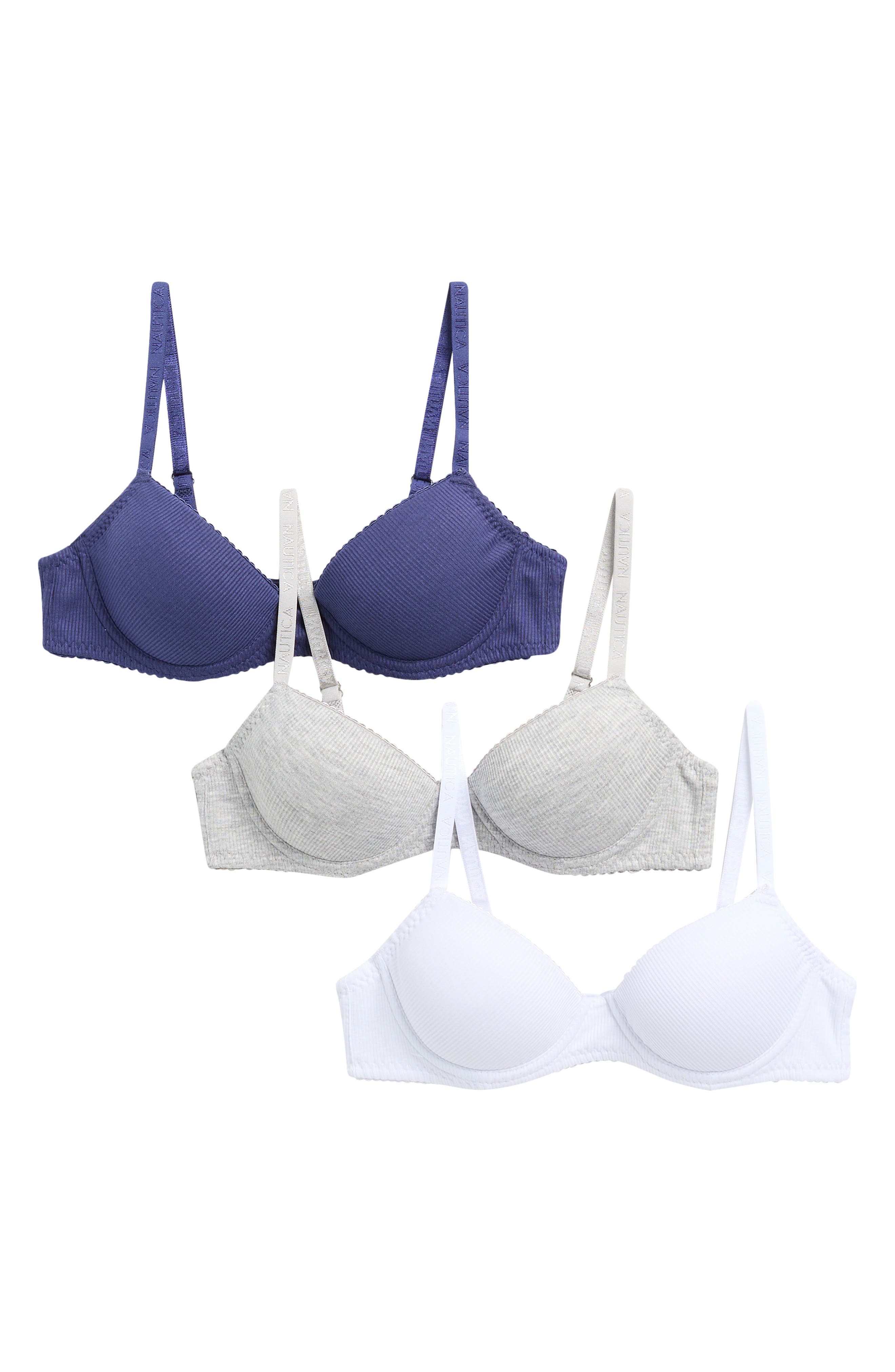 Nautica Kids' Assorted 3-Pack Underwire Molded Bras
