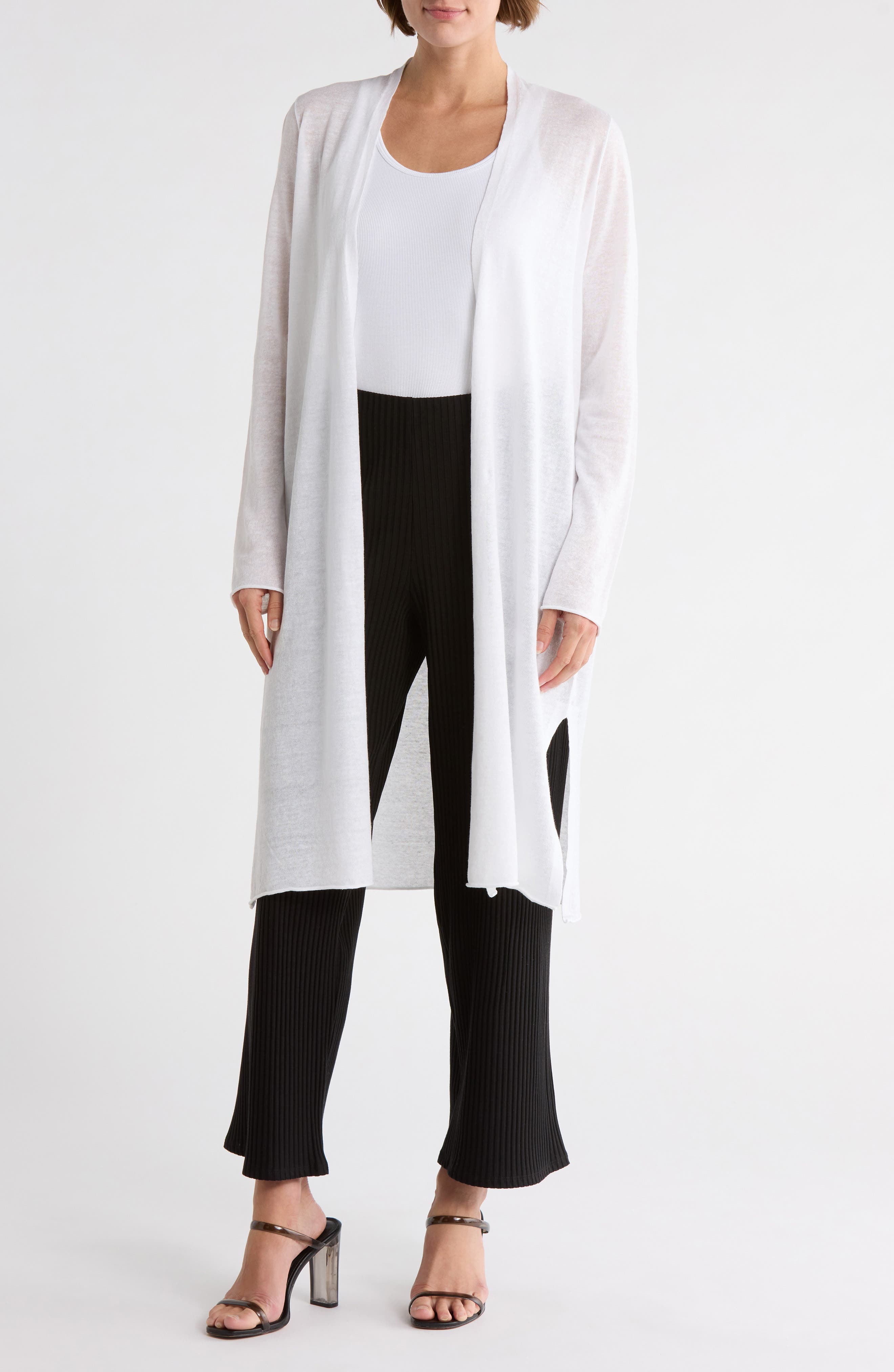 Eileen Fisher Long Organic Linen & Organic Cotton Cardigan