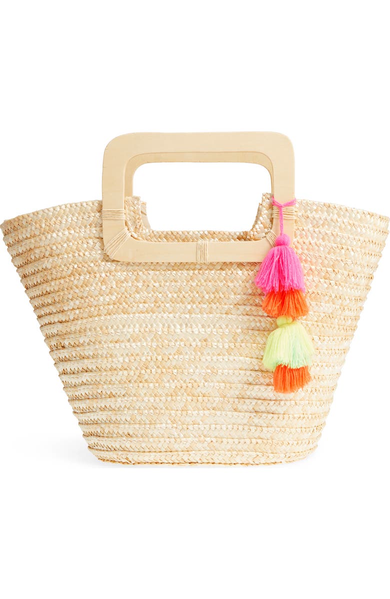 BP. Straw Ring Handle Basket Tote, Main, color,