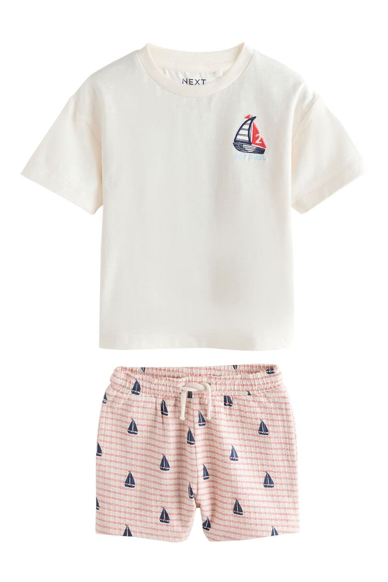 Kids' Boat Graphic T-Shirt & Shorts Set, Main, color, WHITE