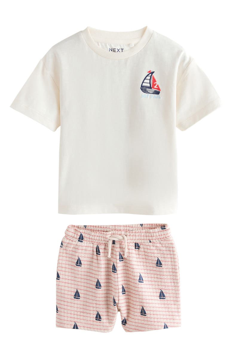 NEXT Kids' Boat Graphic T-Shirt & Shorts Set, Main, color, White