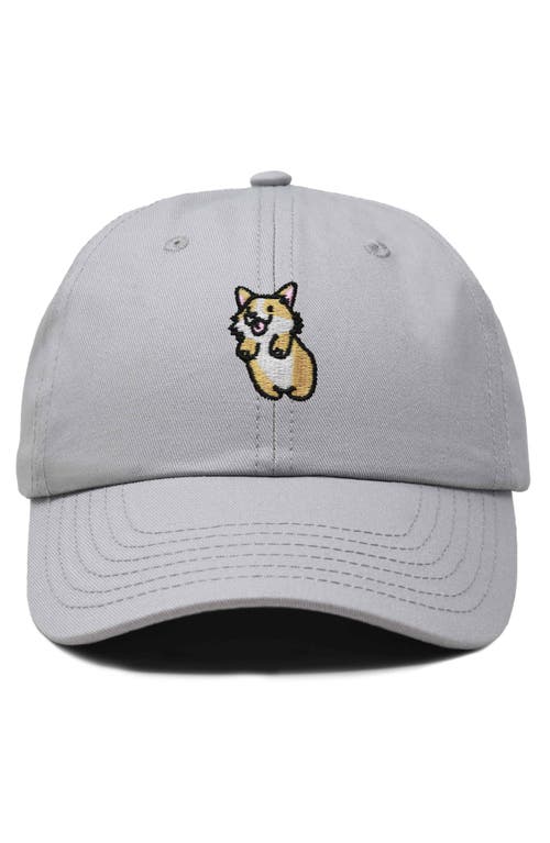 Dalix Leaping Corgi Embroidered Cap In Gray