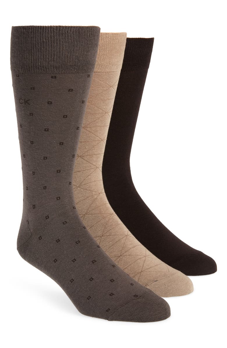 Calvin Klein 3-Pack Patterned Dress Socks, Alternate, color, 
