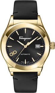 FERRAGAMO 1927 Automatic Leather Strap Watch, 42mm