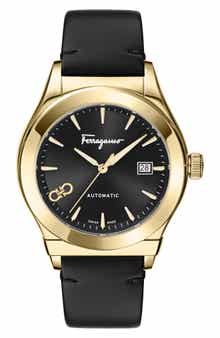 FERRAGAMO 1927 Automatic Leather Strap Watch, 42mm