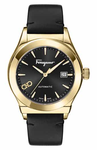 FERRAGAMO 1927 Automatic Leather Strap Watch, 42mm