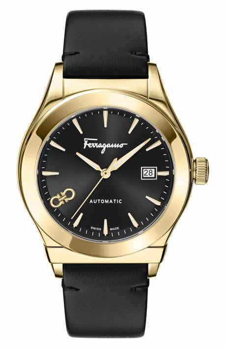 FERRAGAMO 1927 Automatic Leather Strap Watch, 42mm