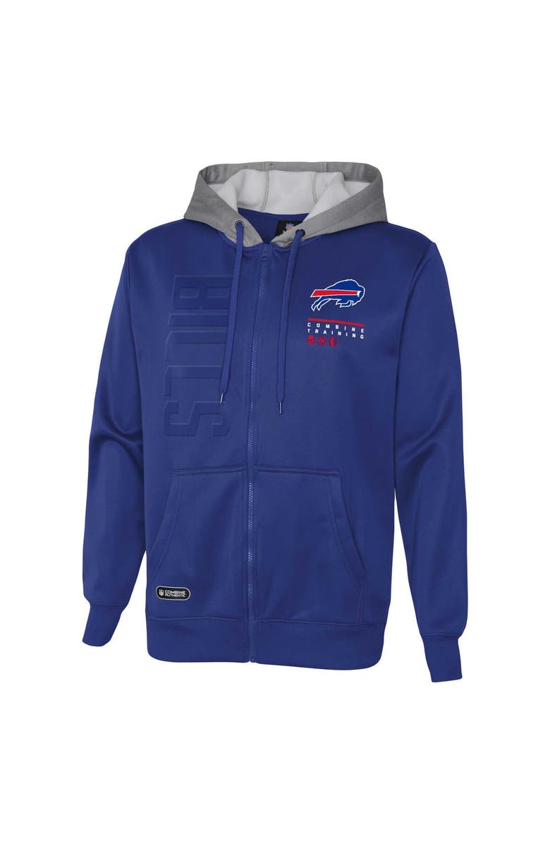 Outerstuff Men's Royal Buffalo Bills Combine Authentic Field Play Full-Zip Hoodie Sweatshirt, Alternate, color, 