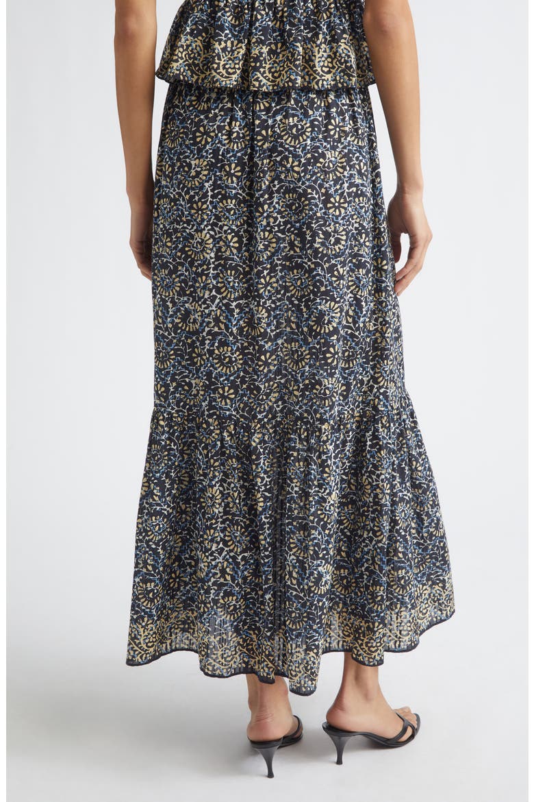 Olina Print Tiered Cotton Maxi Skirt, Alternate, color, MIDNIGHT BLOOM
