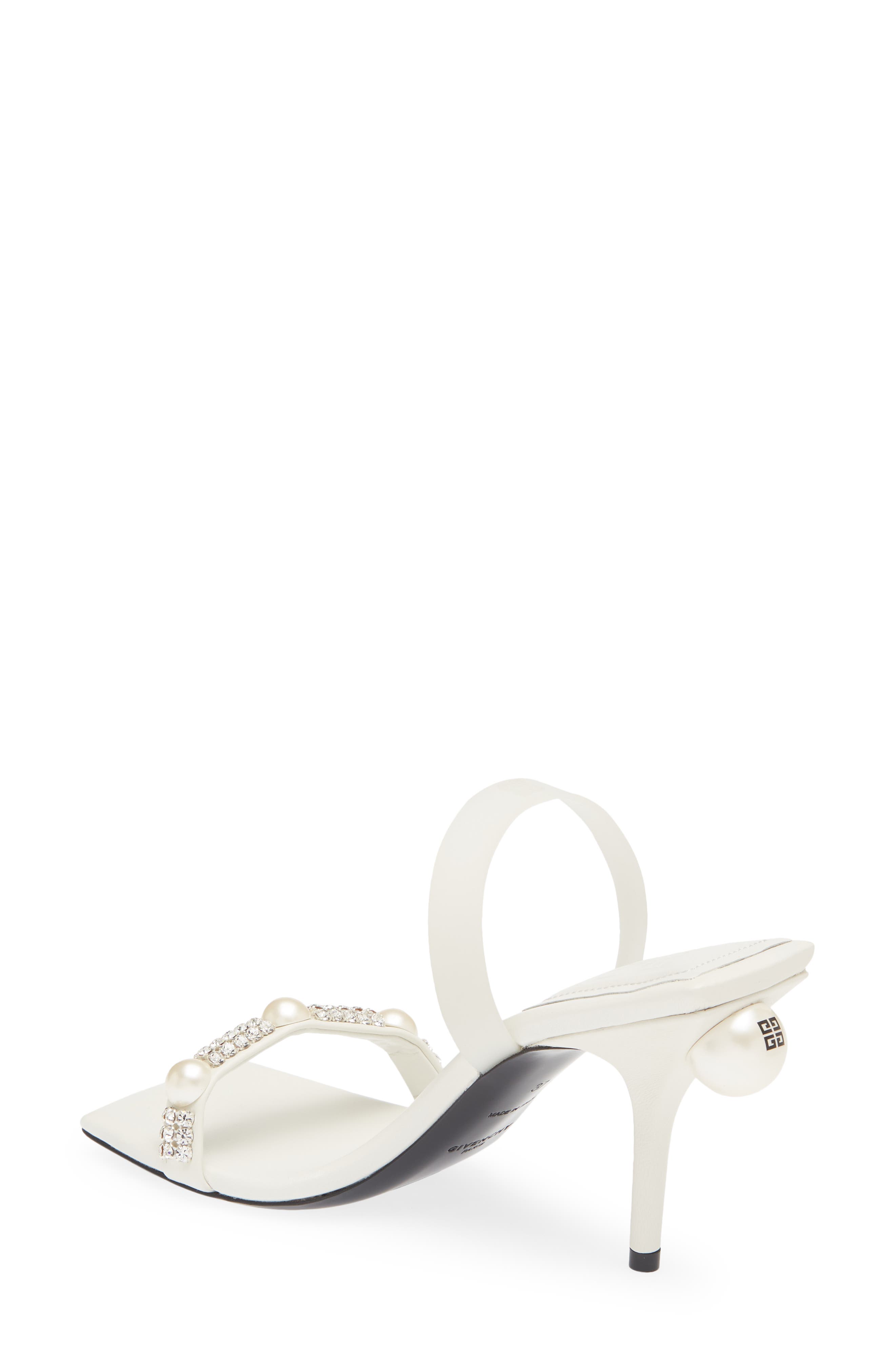 4-G Imitation Pearl & Crystal Slingback Sandal, Alternate, color, IVORY