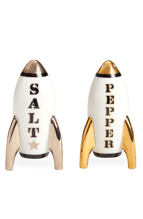 Jonathan Adler Apollo Salt And Pepper Set In Black/gold/silver