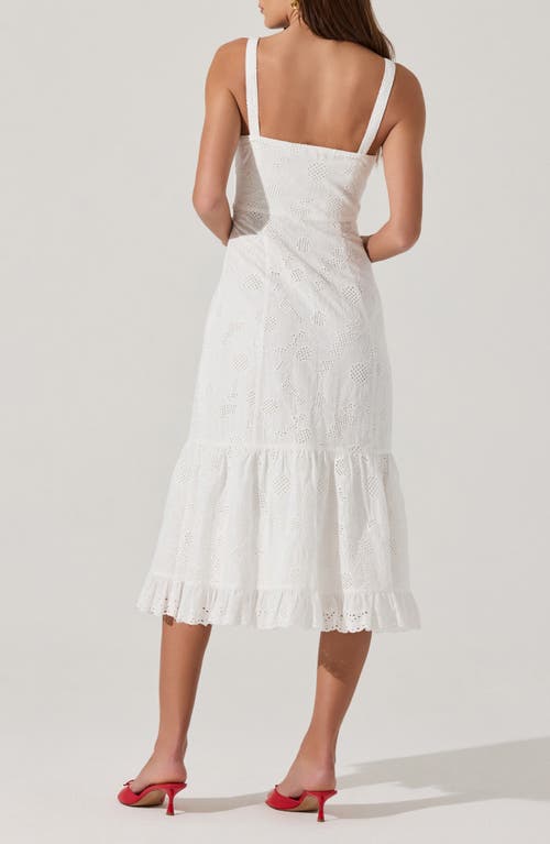 Astr The Label Lace Trim Cotton Eyelet Dress In White Eyelet