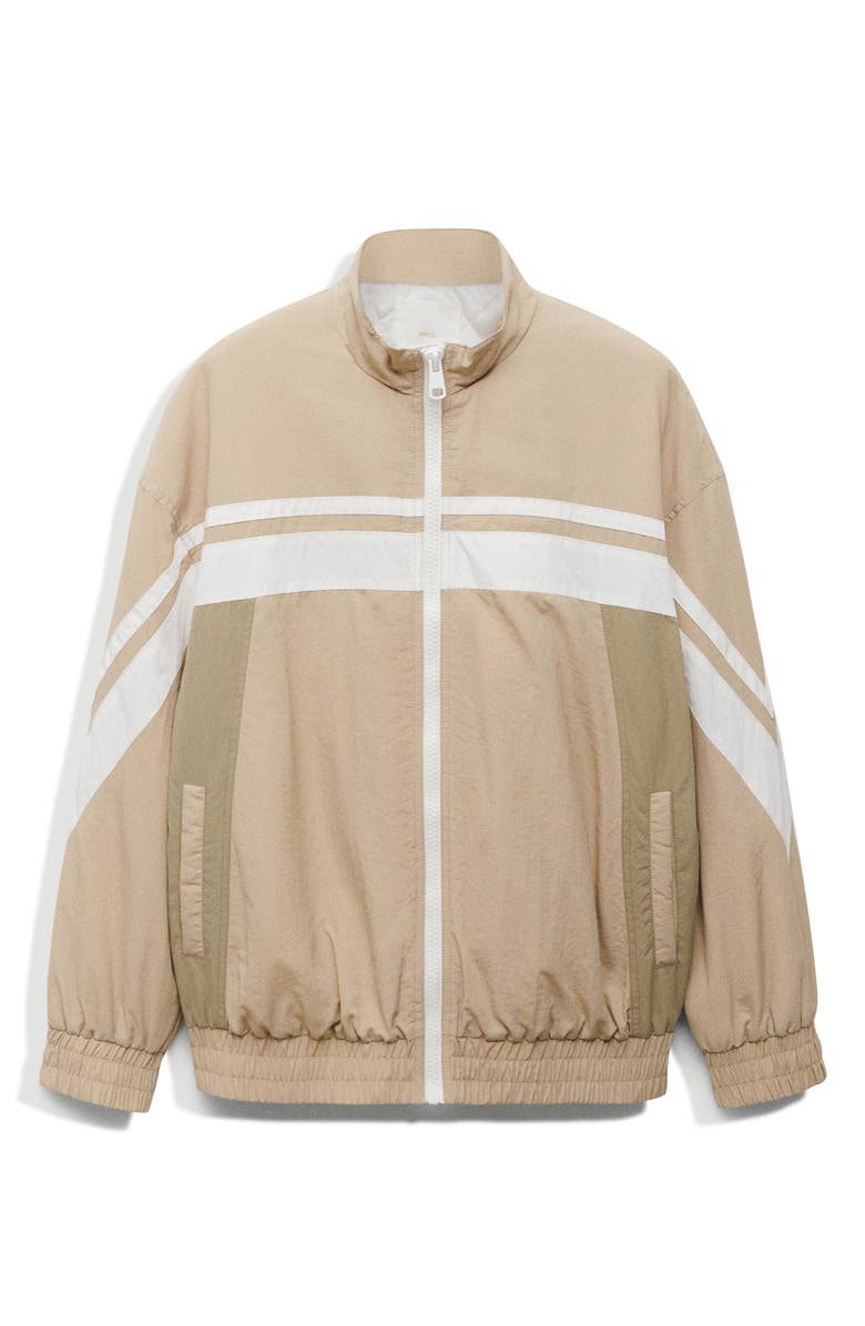 MANGO Stripe Padded Oversize Bomber Jacket, Alternate, color, Light Beige