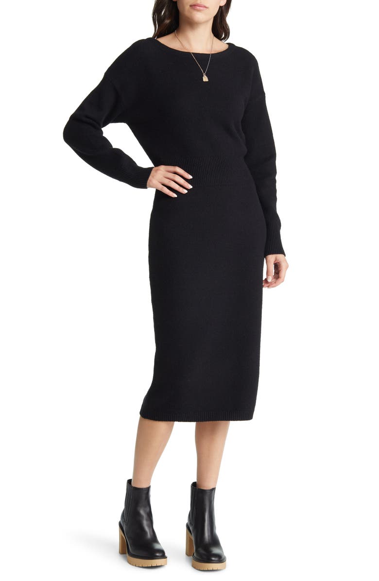 Treasure & Bond Long Sleeve Midi Sweater Dress, Main, color,