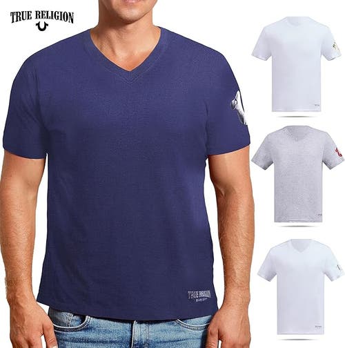 True Religion V-neck Undershirts 4 Pack In Multi