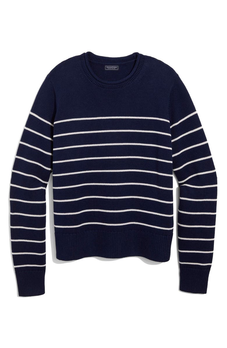 vineyard vines Stripe Cotton Roll Neck Sweater, Main, color, Molly Stripe Navy