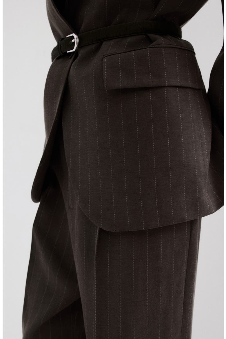 Pleated Pinstripe Suit Pants, Alternate, color, CHOCOLATE