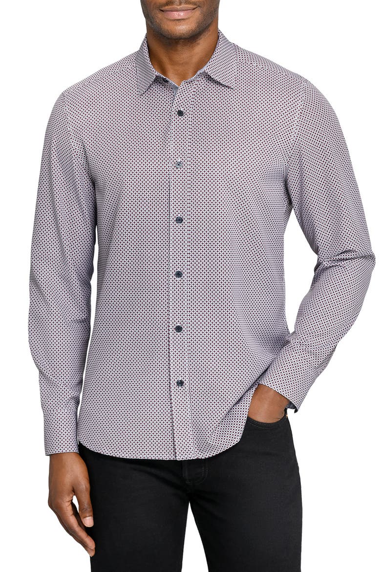 Geo Woven Long Sleeve Basic, Main, color, WHITE/RED