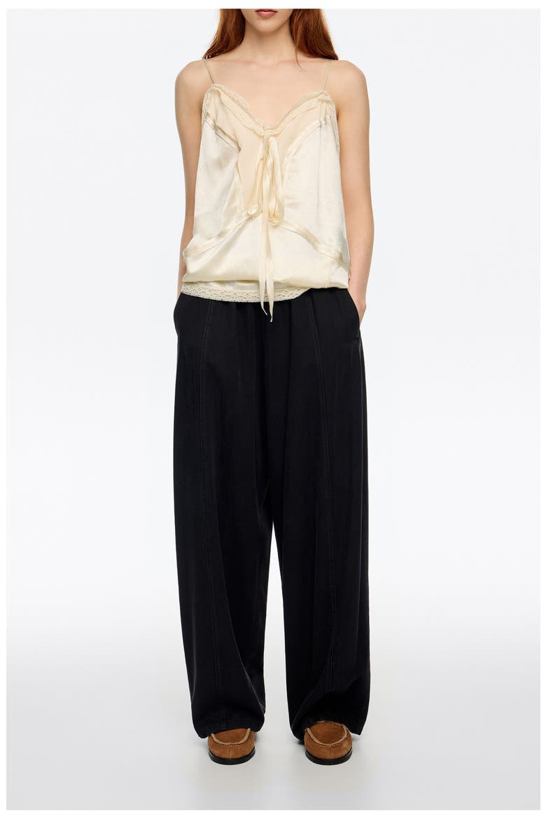Denim Wide Leg Trousers, Main, color, WASHED BLACK