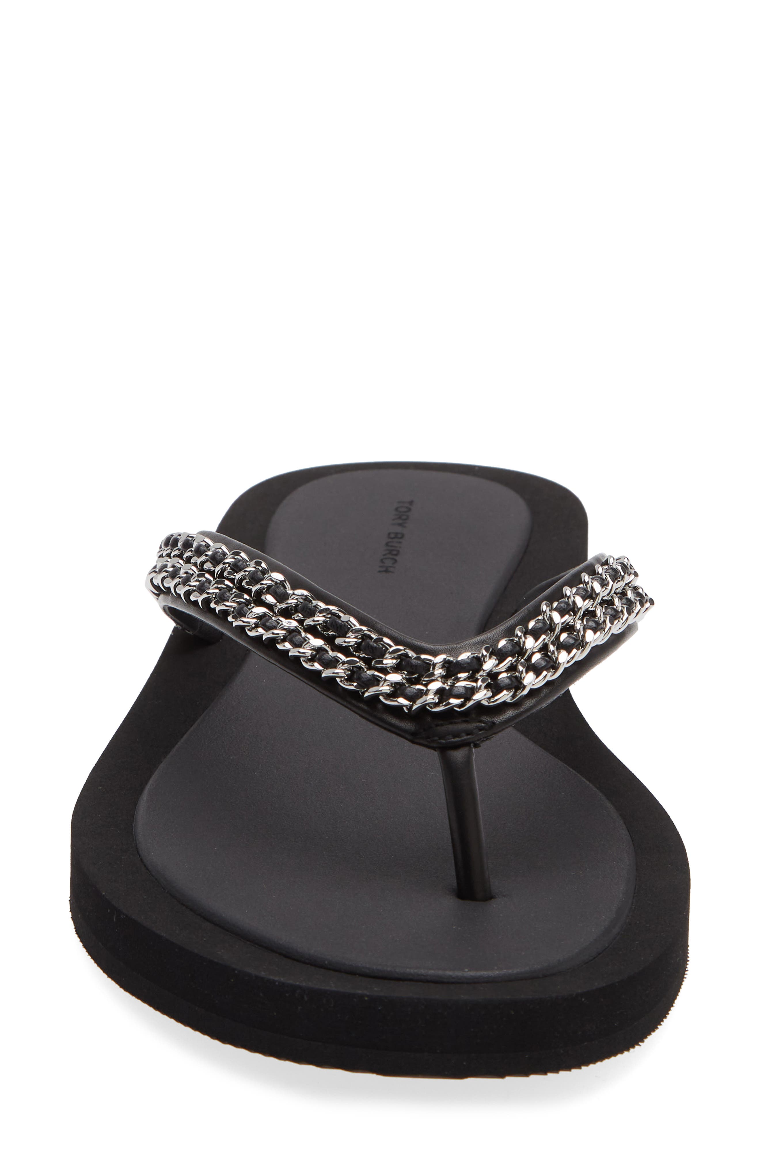 Tory Burch Kira Chain Flip Flop, Alternate, color, Perfect Black