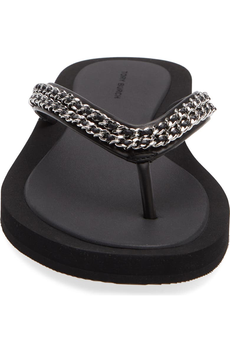 Tory Burch Kira Chain Flip Flop, Alternate, color, Perfect Black