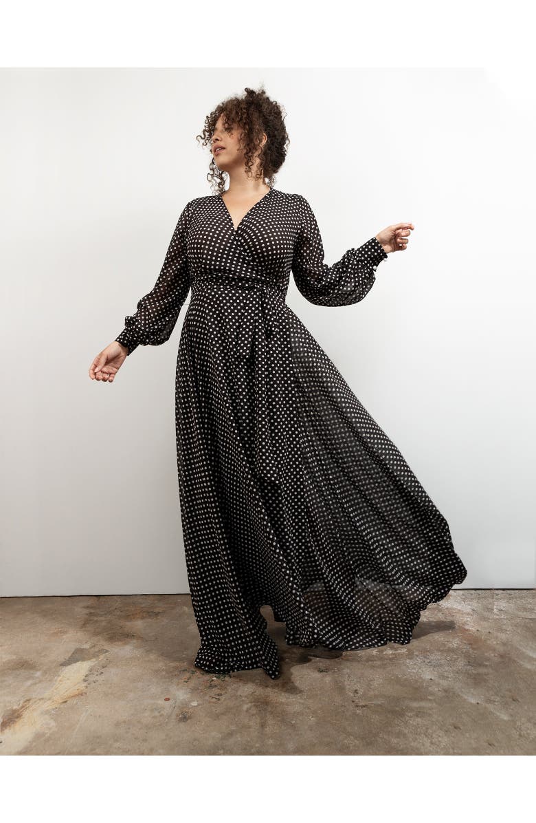 BAACAL Maxi Wrap Dress, Alternate, color, Black White