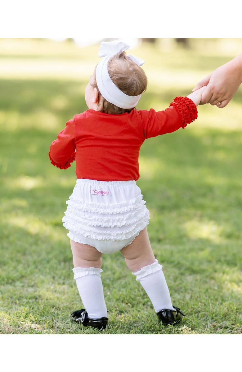 RuffleButts Baby/Toddler Knit RuffleButt Bloomer, Alternate, color, White