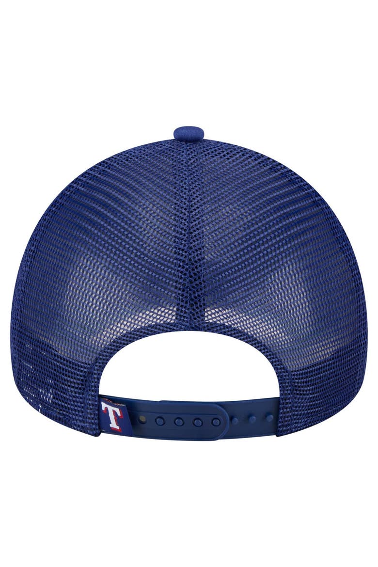 Men's New Era White/Royal Texas Rangers Trucker A-Frame 9FORTY Adjustable Hat, Alternate, color, White