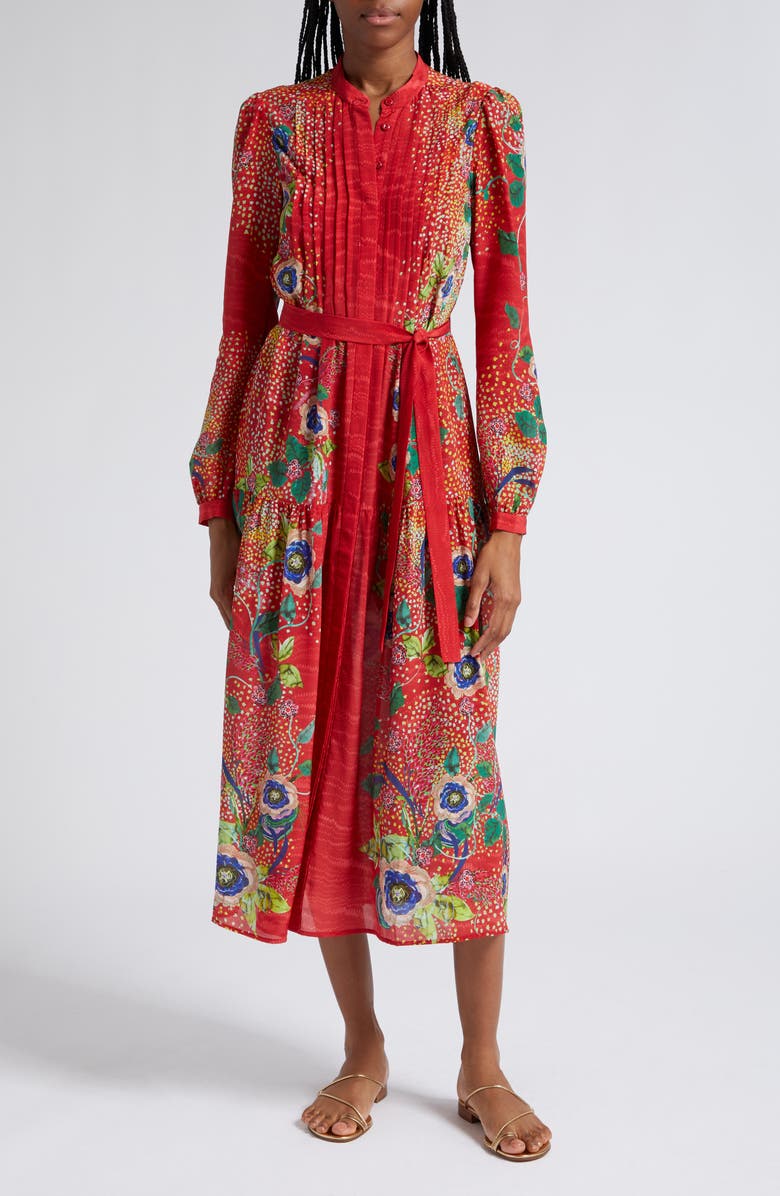 SALONI Remi Long Sleeve Silk Dress, Alternate, color, 