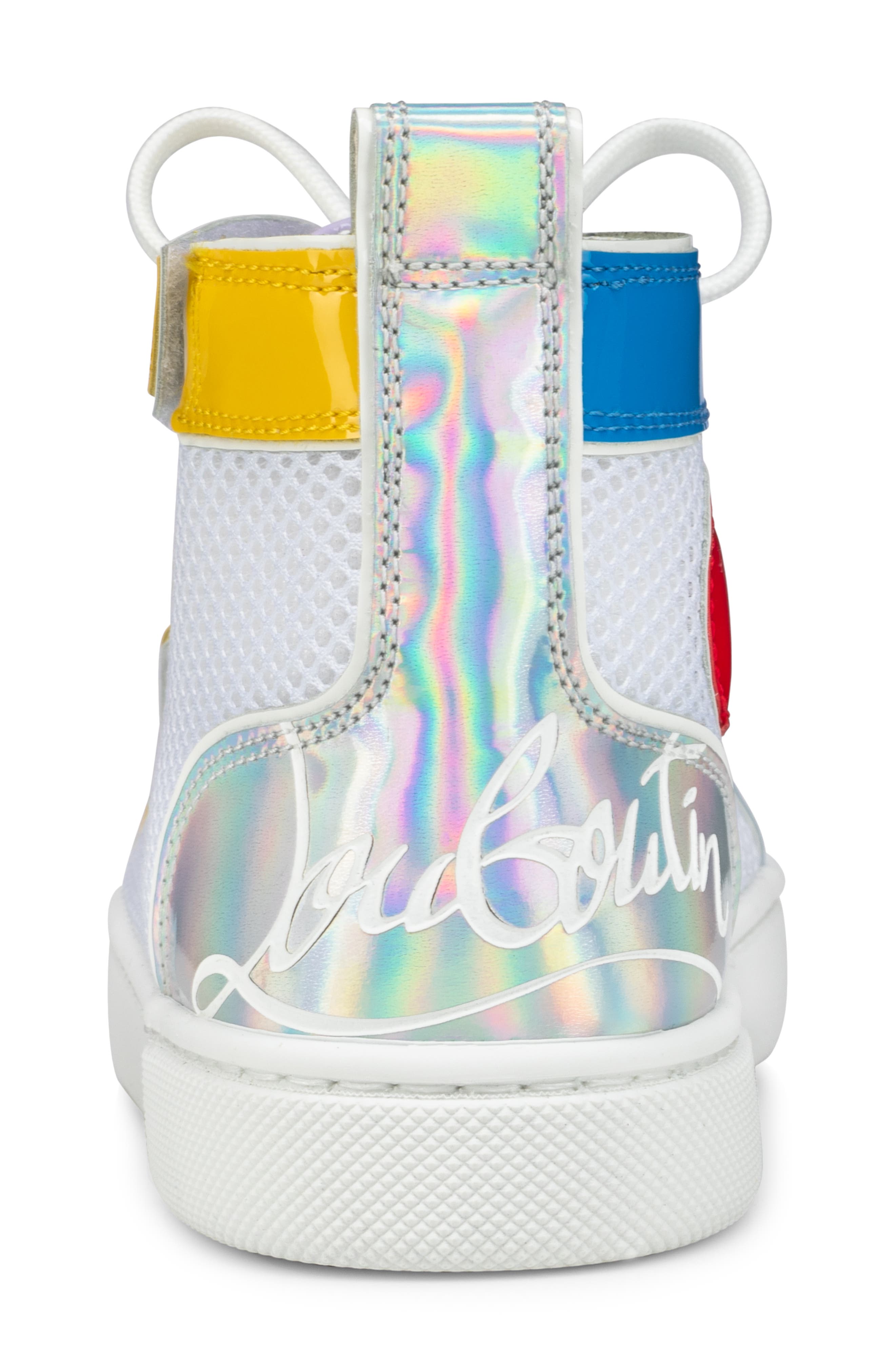 Christian Louboutin Kids' Funnytopi Mixed Media High Top Sneaker, Alternate, color, 