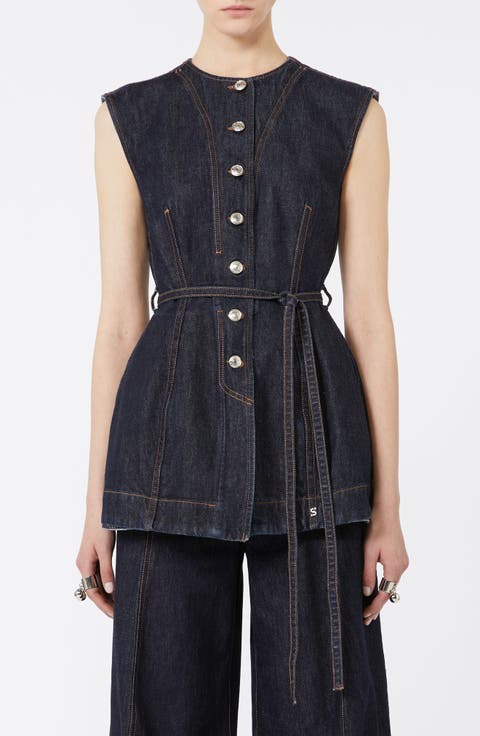 Domino Belted Denim Vest