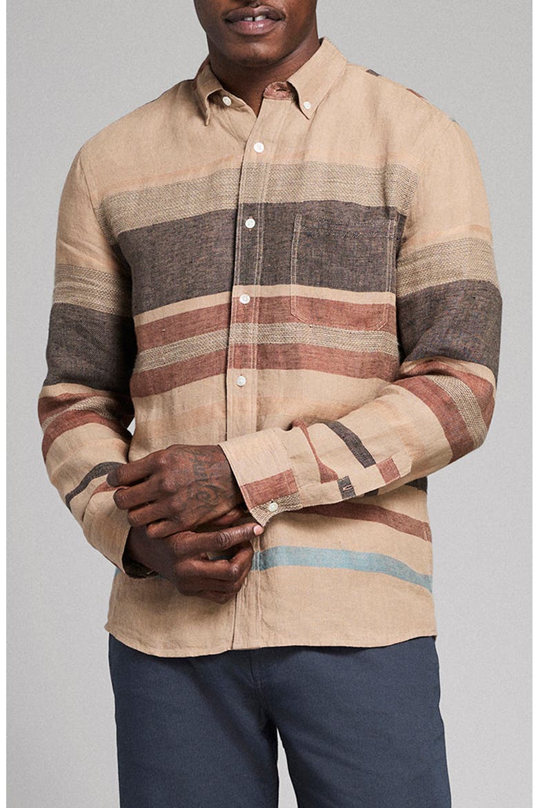 Tuscumbia Archive Stripe Button-Down Shirt, Main, color, TAN MULTI