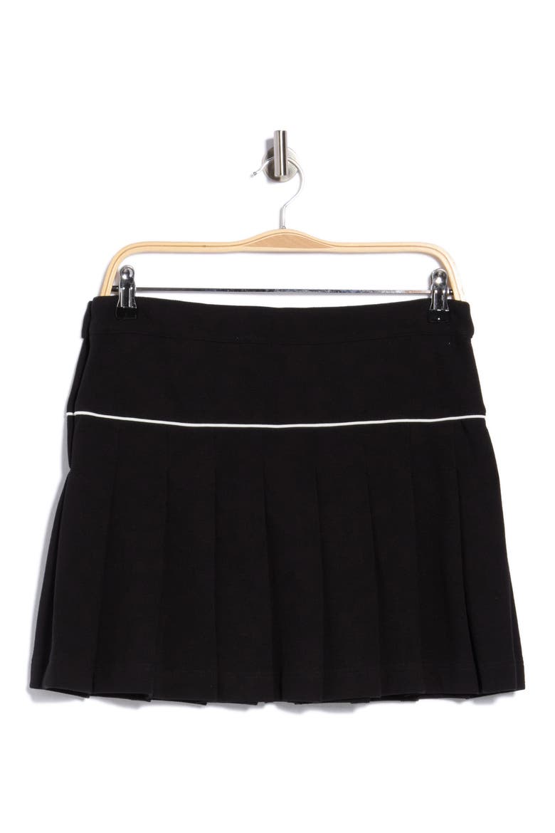 Pleated Cotton Miniskirt, Alternate, color, BLACK/WHITE