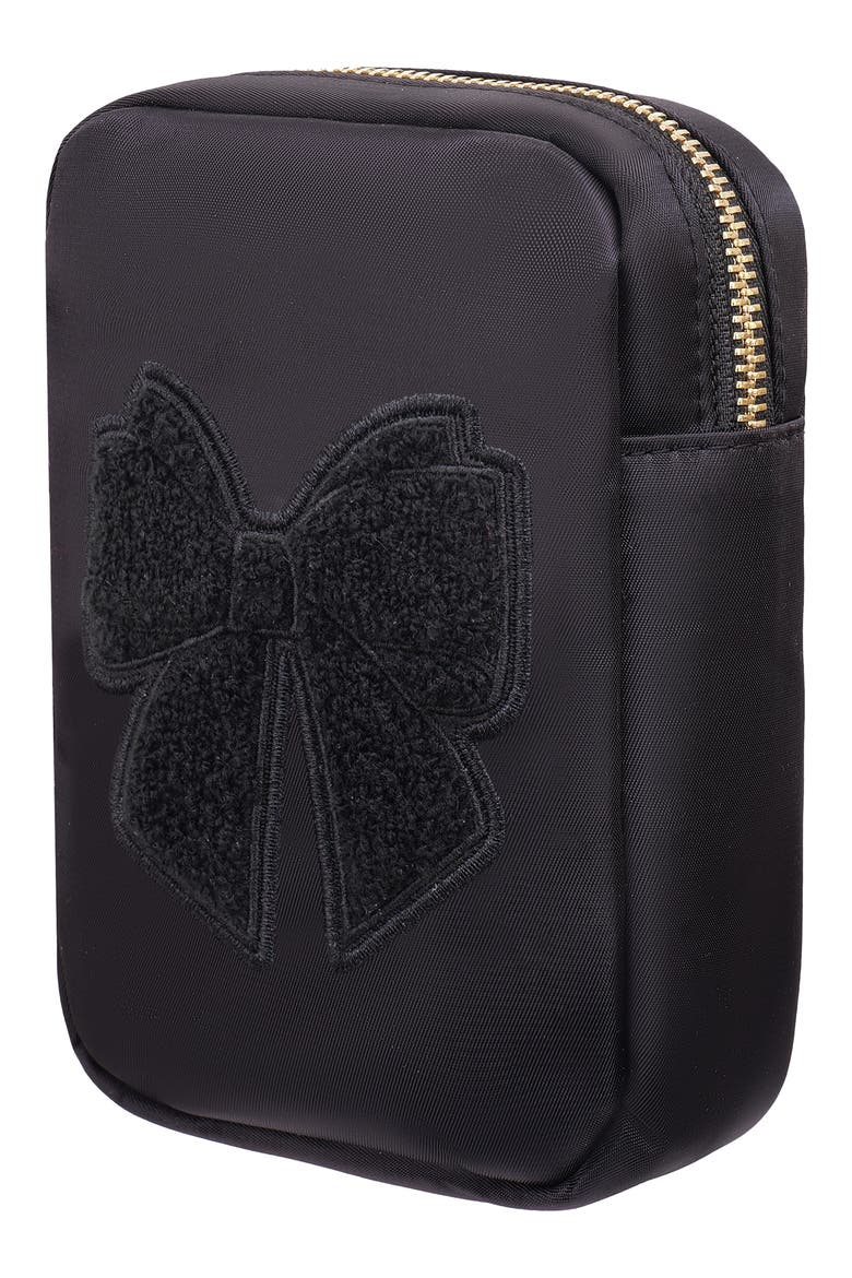 Mini Bow Cosmetics Bag, Alternate, color, BLACK/BLACK