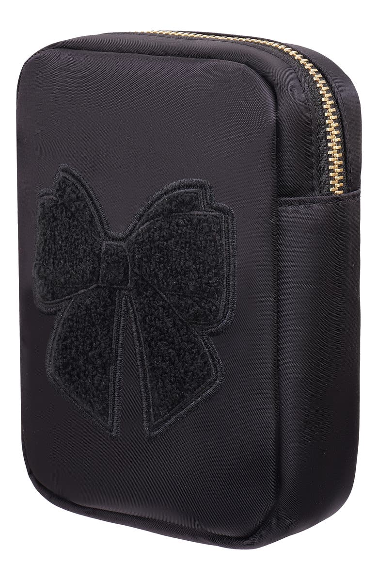 Bloc Bags Mini Bow Cosmetics Bag, Alternate, color, Black/Black