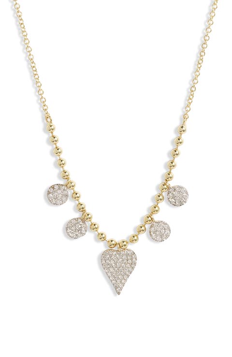 Diamond Charm & Heart Pendant Necklace