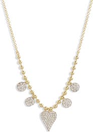 Meira T Diamond Charm & Heart Pendant Necklace