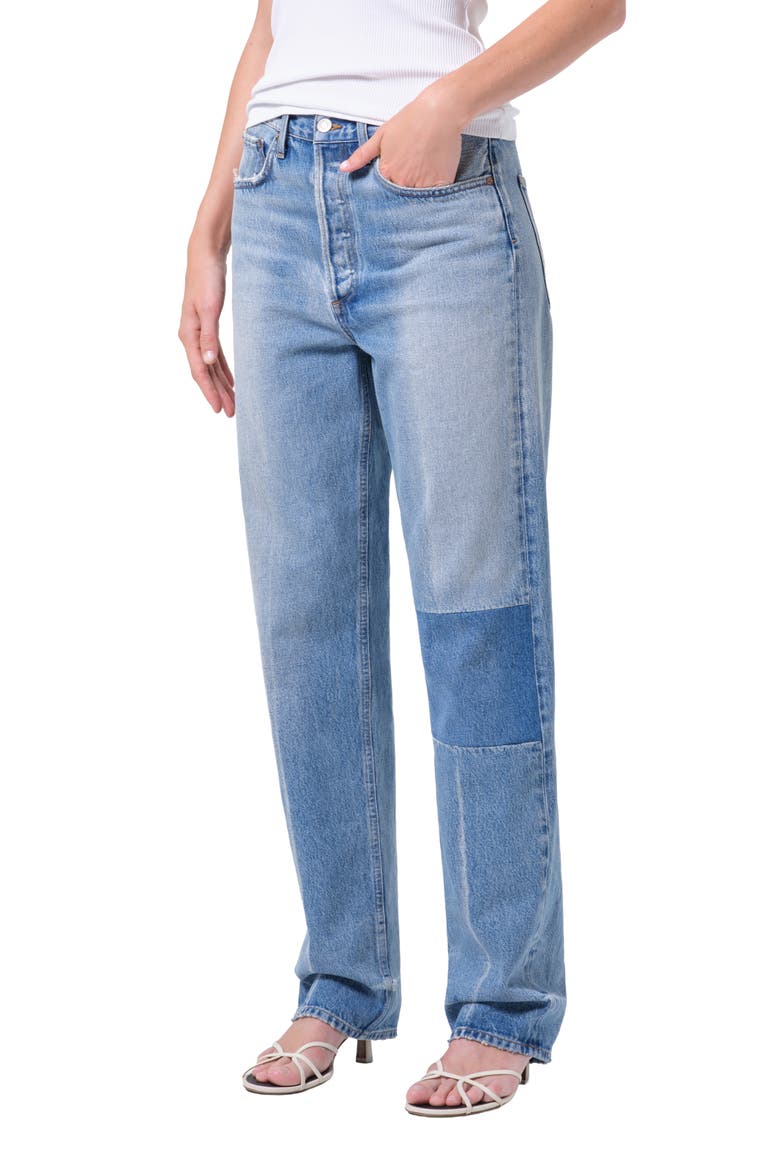 '90s Mid Rise Relaxed Straight Leg Jeans, Main, color, SESSION MID INDIGO