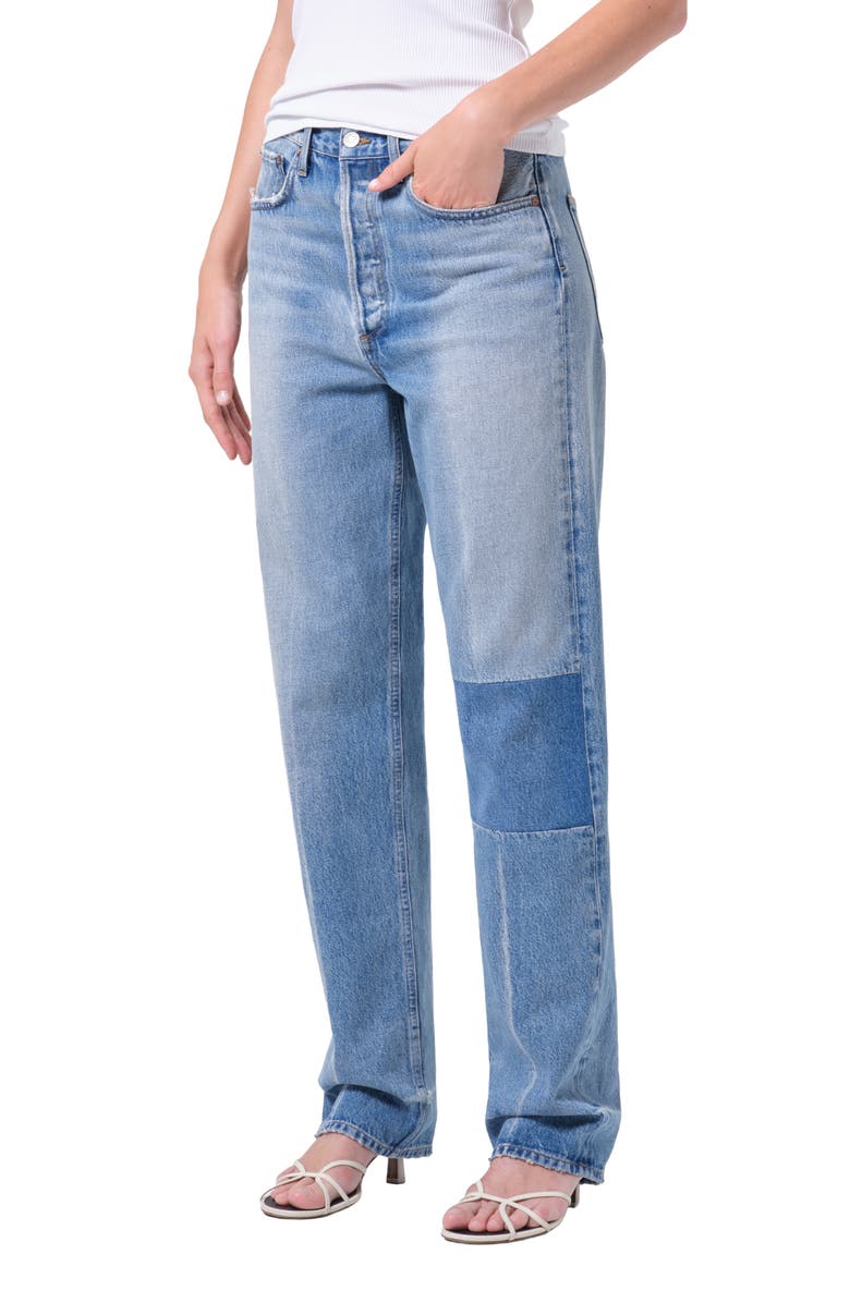 AGOLDE '90s Mid Rise Relaxed Straight Leg Jeans, Main, color, Session Mid Indigo