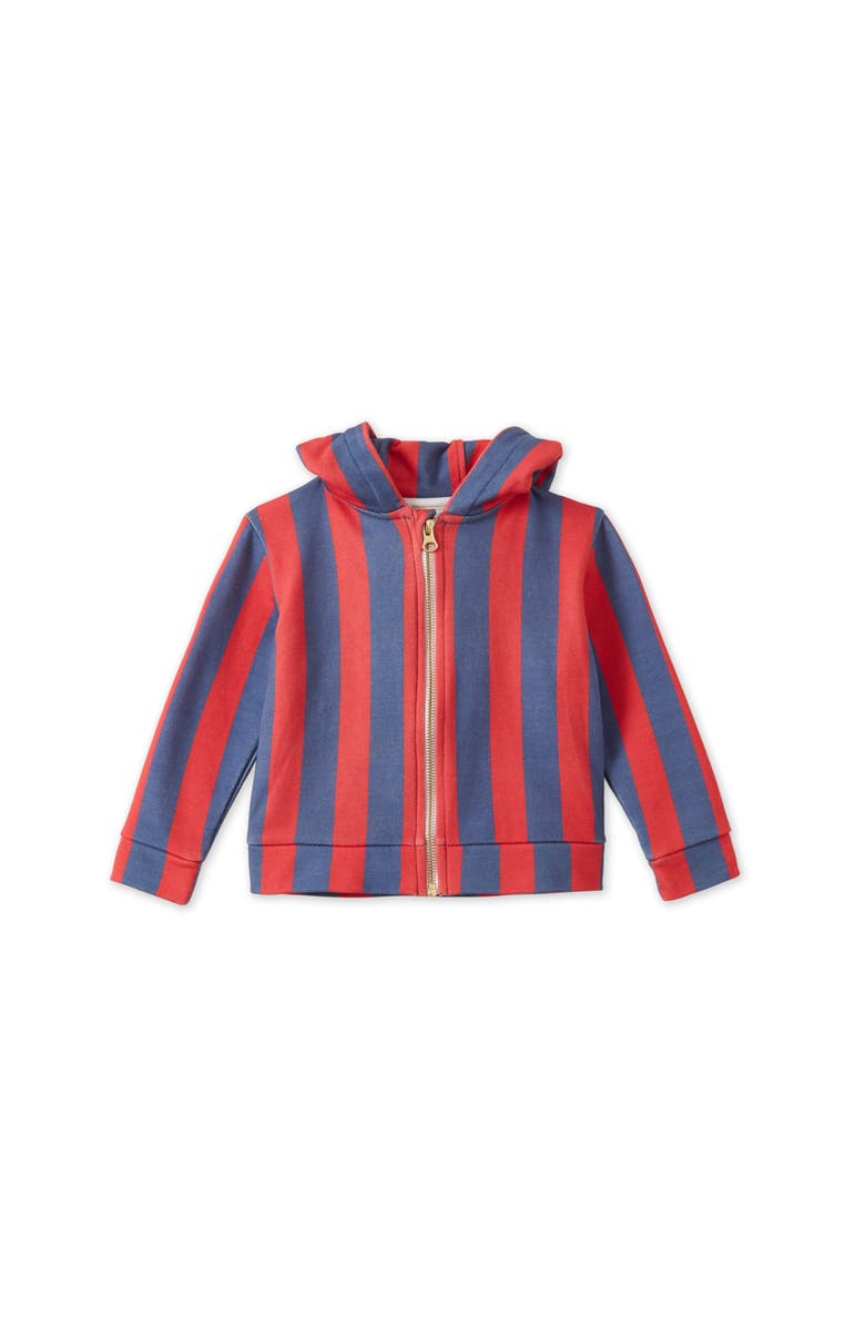 Vild House of Little Striped Organic Cotton Zip Up Hoodie, Main, color, Red/Blue Stripe