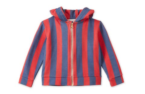Striped Organic Cotton Zip Up Hoodie
