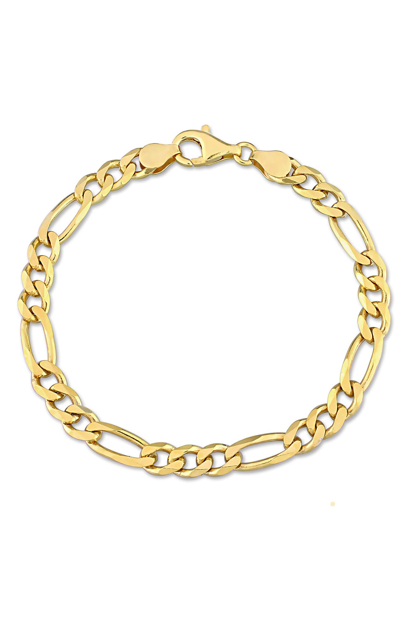 DELMAR 18K Gold Plated 5.5mm Figaro Link Chain Bracelet (Women ...