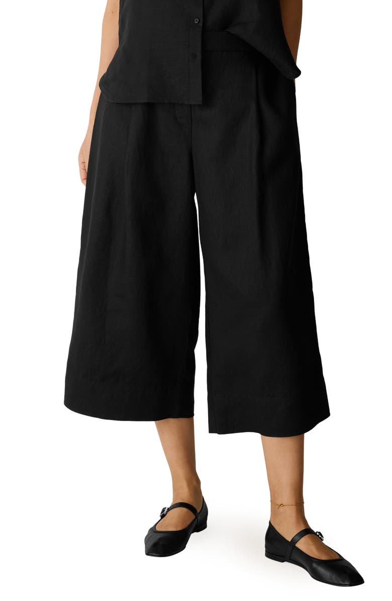 Eileen Fisher Wide Leg Linen Crop Pants, Main, color, 