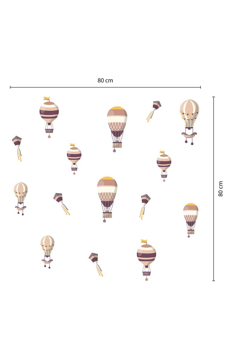 WALPLUS 2D Animation Hot Air Balloons Wall Decor - Dusty Pink, Alternate, color, 