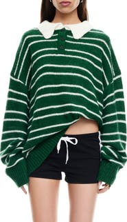 LIONESS Rising Sun Stripe Polo Sweater