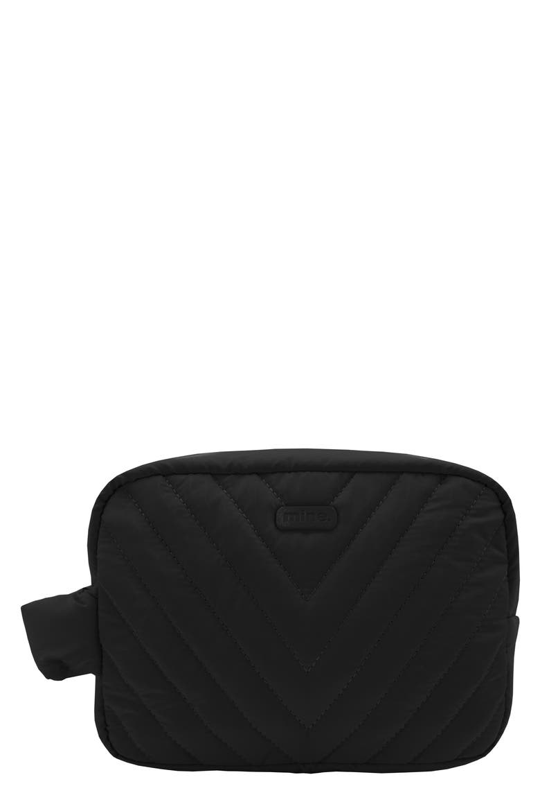 Ellie Quilted Cosmetic Bag, Main, color, BLACK